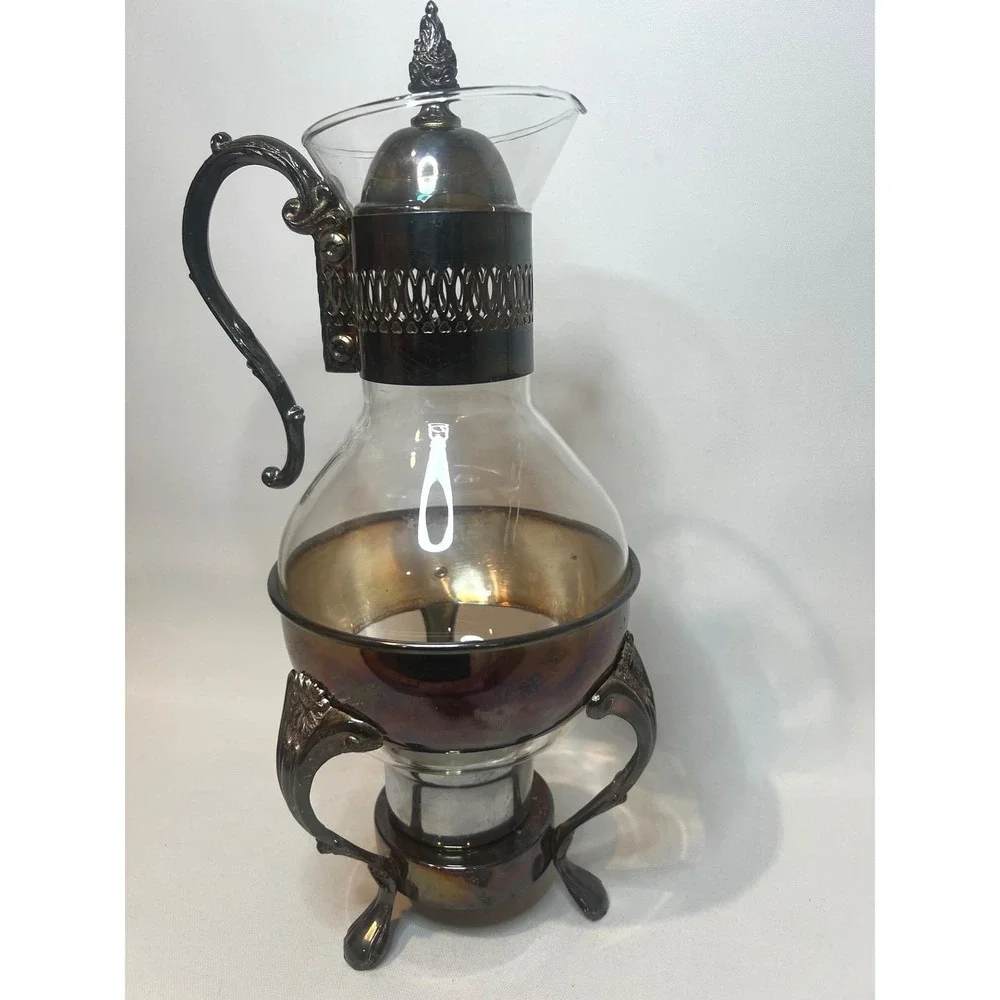 Vintage Leonard Silver Plate Carafe with Warmer Stand – 10 Cup w/ Original Box